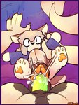 abdominal_bulge anthro balls bed_sheet bedding bodily_fluids canine_vulva claws clothed clothing cum cum_in_sex_toy cum_in_vagina cum_inside duo eyewear female first_person_view genital_fluids genitals glasses male masturbation partially_clothed pawpads penis plushie plushie_penetrated pov_hands seam_(sewing) sex_toy tail catjam_(artist) bep_(roundcado) karina_(catjam)