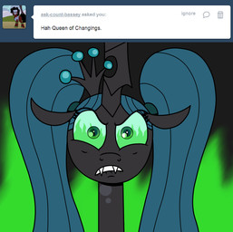 clothing dialogue eyes_closed fangs female feral fire frown green_eyes green_hair hair horn pigtails simple_background solo teeth text crinklebottomchrysalis friendship_is_magic hasbro my_little_pony tumblr queen_chrysalis_(mlp) arthropod changeling_(mlp) 2013 english_text headshot_portrait hi_res portrait source_request
