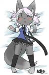 anthro bed biped black_body black_fur bottomwear clothed clothing eyes_closed female fully_clothed fur furniture hair kemono lying panties pink_hair short_hair simple_background skirt sleeping solo underwear white_background shinobe handymonsters domestic_cat felid feline felis mammal