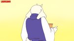 anthro big_breasts blinking blue_clothing breasts clothed clothing female fur horn looking_at_viewer pie_(food) purple_eyes simple_background smile solo tail white_body white_fur laureano undertale_(series) toriel bovid caprine goat mammal 16:9 2023 2d_animation animated colored digital_drawing_(artwork) digital_media_(artwork) frame_by_frame hi_res short_playtime signature widescreen