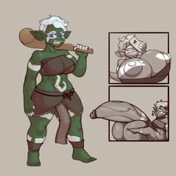 areola big_breasts big_penis blue_eyes breast_expansion breasts clothed clothing expansion fti_transformation gender_transformation genital_growth genitals green_body green_skin growth gynomorph hair huge_breasts humanoid_pointy_ears hyper hyper_breasts hyper_genitalia intersex looking_at_viewer nipples not_furry open_mouth penis penis_growth pointy_ears shortstack shortstack_gynomorph shortstack_intersex simple_background smile solo teeth thick_thighs tongue topwear transformation white_hair wide_hips freepancakes goblin humanoid 1:1 2023 absurd_res digital_media_(artwork) hi_res