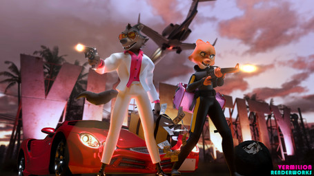 aircraft airplane angry anthro assault_rifle bag canon_couple car clenched_teeth clothed clothing collared_shirt crime criminal dress_shirt duffel_bag duo evening eyewear falling_money fangs female female_anthro fugitive furrowed_eyebrows glasses gun gunfire handgun heist jericho_941 m16 male male/female male_anthro money money_bag outside palm_tree pistol plant ranged_weapon rifle robbery shirt shooting shootout sports_car suit suit_jacket sunset teeth text tight_clothing topwear tree vehicle wanted weapon vermilionrenderworks dreamworks grand_theft_auto_vi rockstar_games the_bad_guys diane_foxington mr._wolf_(the_bad_guys) canid canine canis fox mammal wolf 16:9 3d_(artwork) 4k absurd_res artist_name digital_media_(artwork) english_description hi_res widescreen