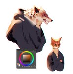 anthro art_program_in_frame clothed clothing crossed_arms duo ears_back fur male neck_tuft open_mouth orange_body orange_fur pivoted_ears poncho red_eyes shirt showing_teeth simple_background size_difference topwear tuft white_background white_body white_fur sanppa_popo dreamworks puss_in_boots_(franchise) death_(puss_in_boots) puss_in_boots_(dreamworks) canid canine canis domestic_cat felid feline felis mammal wolf clip_studio_paint_(artwork) digital_media_(artwork) portrait