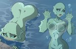 against_surface areola blue_eyes blush breasts butt female green_body membrane_(anatomy) navel nipples noseless nude nude_female on_glass partially_submerged solo underwater water webbed_hands wet monke_brush creature_commandos creature_from_the_black_lagoon dc_comics nina_mazursky animal_humanoid devonian_fish-man fish fish_humanoid humanoid marine marine_humanoid 2024 hi_res