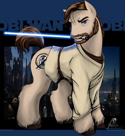 beard blue_lightsaber facial_hair feral jedi lightsaber male melee_weapon solo weapon mu_(artist) hasbro my_little_pony star_wars obi-wan_kenobi equid equine horse mammal pony alpha_channel
