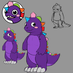 3_claws 3_toes ambiguous_gender anthro biped black_eyes blush blush_stickers claws countershade_crotch countershade_scales countershade_tail countershade_torso countershading dorsal_ridge feet grey_background looking_aside open_mouth open_smile pink_blush pink_tongue purple_body purple_countershading purple_scales scales simple_background smile solo standing tail teeth three-quarter_view toe_claws toes tongue white_claws thehowlord glitch_productions the_amazing_digital_circus spike_(tadc) dinosaur living_toy prehistoric_species reptile scalie 1:1 colored_sketch concept_art digital_drawing_(artwork) digital_media_(artwork) english_description full-length_portrait hi_res official_art partially_colored portrait sketch