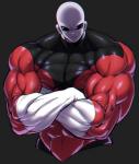 abs bald biceps big_muscles black_eyes bodysuit chromatic_aberration clothed clothing crossed_arms frown gloves grey_body grey_skin handwear huge_muscles male muscular muscular_humanoid muscular_male not_furry pecs skinsuit solo tight_clothing space_zin dragon_ball dragon_ball_super jiren alien alien_humanoid humanoid roswell_grey