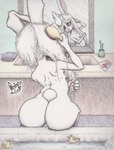 anthro bath bathroom bathtub brush brushing brushing_hair colored_pencil female hair hairbrush ink mirror personal_grooming shower sitting solo styling_hair young young_anthro squishymare briar_(squishymare) lagomorph leporid mammal rabbit absurd_res colored_pencil_(artwork) hi_res traditional_media_(artwork)