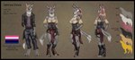 anthro belt black_border border bottomwear breasts clothing corset female fur genderfluid_pride_colors grey_body grey_fur hair highlights_(coloring) hotpants jacket lgbt_pride lingerie male multicolored_hair multicolored_highlights multiple_genders pants pride_color_highlights pride_colors shirt shorts solo text topwear brushfire nekros_(character) canid canine canis mammal wolf absurd_res english_text hi_res model_sheet nonbinary_(lore)