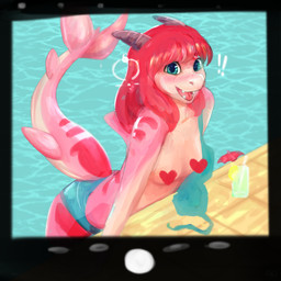 anthro breasts clothing female hair looking_at_viewer open_mouth open_smile photo small_breasts smile solo swimming_pool swimwear tail teeth tongue goshwinnielee aquatic fish shark 1:1 2025 censored digital_media_(artwork) hi_res