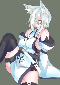 breasts butt clothed clothing eyewear female fur glasses glistening glistening_body glistening_skin grey_background hair inner_ear_fluff looking_at_viewer simple_background sitting solo tuft white_body white_fur white_hair yellow_eyes yukusasu animal_humanoid canid canid_humanoid canine canine_humanoid fox_humanoid humanoid mammal mammal_humanoid 2015 hi_res