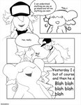 ambiguous_gender anthro audino clothing comic dialogue duo english_text generation_5_pokemon hair hat headgear headwear human long_hair male mammal monochrome n_(pokemon) nintendo pokemon pokemon_(species) roundabout_(artist) speech_bubble text