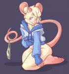 ambiguous_gender anthro biped bottomless clothed clothing eyewear glasses kneeling panties solo sweater topwear underwear honeyking biscuit_(biscuits) mammal murid murine rat rodent hi_res