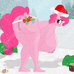 anthro anthrofied anus bent_over big_breasts big_butt breasts butt christmas_clothing christmas_headwear clothing female genitals hat headgear headwear holidays huge_breasts hyper hyper_breasts nipples pussy santa_hat snow snowing solo cogsfixmore christmas friendship_is_magic hasbro my_little_pony pinkie_pie_(mlp) equid equine mammal 1:1 absurd_res hi_res