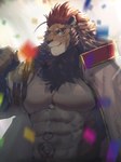 abs anthro bare_chest hair looking_at_viewer male mane mane_hair muscular muscular_anthro muscular_male navel pecs scar solo tattoo neumokun anothereidos_of_dragon_vein_r bashkar felid lion mammal pantherine absurd_res hi_res