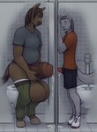 anthro balls bathroom big_balls big_penis bodily_fluids bottomwear bottomwear_down clothed clothing cum duo genital_fluids genitals glory_hole huge_balls huge_penis humanoid_genitalia humanoid_penis hyper hyper_balls hyper_chode hyper_genitalia hyper_penis male male/male pants pants_down partially_clothed penetration penile penile_penetration penis penis_in_penis thick_penis urethral urethral_glory_hole urethral_penetration gmad domestic_cat equid equine felid feline felis horse mammal absurd_res hi_res