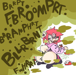 anthro black_nose butt candy candy_wrapper chocolate chocolate_bar clothed clothing curled_tail dessert ear_piercing eyewear fart fart_cloud fart_fetish farting_at_viewer femboy food freckled_butt freckles fur glasses green_fart_cloud grin grinning_at_viewer hair holding_candy holding_chocolate holding_chocolate_bar holding_food holding_object hoodie kneeling legwear looking_at_viewer looking_back looking_back_at_viewer male mischievous_smile monotone_background motion_lines narrowed_eyes one_eye_closed onomatopoeia piercing pink_clothing pink_hair pink_hoodie pink_topwear rear_view rumbling_stomach simple_background sitting_on_knees smile smiling_at_viewer solo sound_effects tail tan_body tan_fur text thigh_highs topwear white_background wink winking_at_viewer wrapper kibblekritterz ollie_(possumassss) canid canine canis domestic_dog mammal shiba_inu spitz 2025 hi_res