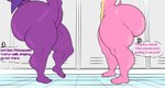 big_butt butt dialogue female huge_butt hyper hyper_butt locker_room nude pink_body purple_body standing tail waist_down third-party_edit xaveknyne sega sonic_riders sonic_the_hedgehog_(series) amy_rose wave_the_swallow avian bird eulipotyphlan hedgehog mammal colored hi_res