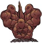 black_eyes group group_nudity humor hyper macho male manly muscular not_furry nude pose simple_background team_pose white_background sido_(slipknot) sidotama nintendo pokemon dugtrio generation_1_pokemon humanoid pokemon_(species) brown_theme