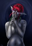 fantasy female nude simple_background solo isuna blizzard_entertainment warcraft elf humanoid night_elf absurd_res half-length_portrait hi_res portrait