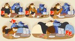 anthro belly beverage blue_body blue_fur blush brown_body brown_fur clawed_fingers clothed clothing double_chin duo eating feeding_each_other food fur heart_symbol kissing kissing_cheek male meat moobs noodles pawpads raised_clothing raised_shirt raised_topwear ramen sandwich_(food) shirt soda tan_body tan_fur tank_top topwear turly032 weight_gain white_body white_fur truly032 cup_noodles lifewonders live_a_hero tokyo_afterschool_summoners barrel_(live_a_hero) tindalos_(tas) canid canine canis domestic_dog mammal shiba_inu spitz wolf absurd_res crossover hi_res