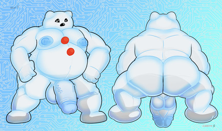 anthro backsack balls belly big_penis butt flaccid genitals huge_penis male musclegut muscular nipples nude pecs penis snowman solo vein veiny_penis candyheartsour bandai_namco digimon digimon_(species) frigimon hi_res
