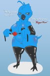 anthro areola ball_gag beak blue_eyes blush breasts clothing curvy_figure dialogue female gag genitals legwear looking_at_viewer nipples open_beak open_mouth pussy simple_background solo text voluptuous aeonspassed twitter tweetfur avian 2022 2:3 digital_media_(artwork) english_text hi_res meme