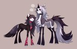 duo female female/female feral lambibelle hasbro helluva_boss my_little_pony loona_(helluva_boss) octavia_(helluva_boss) avian bird canid canine canis demon domestic_dog equid equine horse husky hybrid mammal nordic_sled_dog owl pony spitz wolf hi_res