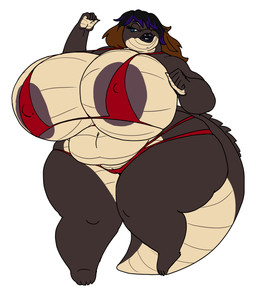 anthro areola areola_slip big_breasts bikini black_hair black_lips blue_highlights breasts brown_areola brown_body brown_hair brown_scales camel_toe clothed clothing female genitals hair highlights_(coloring) huge_breasts lips nipple_outline non-mammal_breasts obese obese_anthro obese_female overweight overweight_anthro overweight_female scales skimpy solo swimwear thick_thighs two-piece_swimsuit vulva wide_hips vdisco mona_(alythewolfcat) crocodile crocodilian reptile scalie character_request hi_res