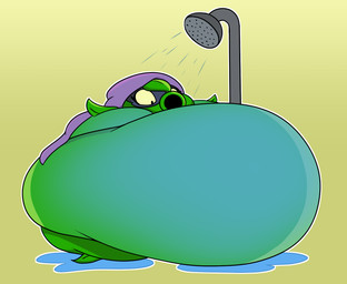 belly belly_expansion big_belly big_cheeks black_eyes blue_mask body_inflation cape chubby_cheeks clothing expansion eyelashes female green_background green_body green_hair hair hood huge_belly hyper hyper_belly hyper_inflation immobile inflation leaf leaf_arms leaf_hair leaf_legs liquid_inflation looking_at_belly looking_at_own_belly looking_down looking_down_at_self not_furry plant plant_hair pseudo_hair purple_cape purple_clothing purple_hood simple_background spherical_inflation swelling three-quarter_view water_inflation yellow_sclera jeledraws electronic_arts plants_vs._zombies plants_vs._zombies_heroes popcap_games green_shadow elemental_creature flora_fauna peashooter_(pvz) 2026 cel_shading colored digital_media_(artwork) hi_res shaded