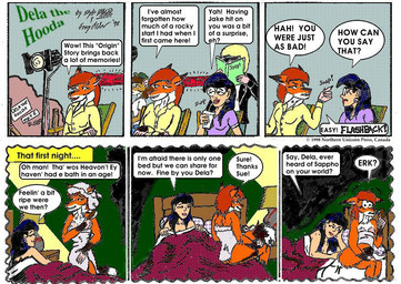 anthro bed bed_sheet bedding black_body black_fur blonde_hair breasts brown_body brown_fur brown_hair brush clothed clothed_female clothed_male clothing dialogue dipstick_ears dipstick_tail ear_markings eyewear female female/female fur furniture glasses group hair jacket male markings multicolored_ears open_clothing open_jacket open_topwear orange_body orange_fur orange_hair pillow shaved_breasts sunglasses tail tail_markings text topwear towel towel_only trio style_wager dela_the_hooda dela_aldershaw edith_picadelly jake_mcross sue_chan_(dela_the_hooda) canid canine fox hooda human mammal mouse murid murine rodent comic english_text