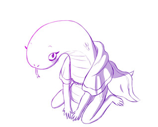 4_toes 5_fingers ambiguous_gender anthro biped blush cape capelet clothing feet fingers forked_tongue hands_on_ground high-angle_view kneeling long_neck nude plantigrade purple_line_art scales semi-anthro simple_background snout solo toes tongue tongue_out ventral_scales white_background wide_crotch bearyboo elden_ring fromsoftware zorayas legged_snake manserpent reptile scalie snake 2022 cel_shading colored_line_art digital_drawing_(artwork) digital_media_(artwork) full-length_portrait hi_res monochrome portrait shaded sketch female_(lore)