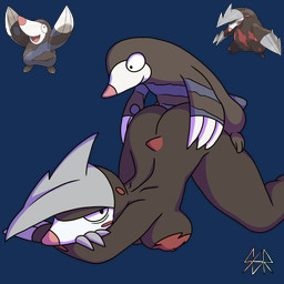 3_fingers 3_toes all_fours ambiguous_penetration anthro anthro_on_anthro anthro_penetrated anthro_penetrating anthro_penetrating_anthro ass_up big_breasts black_body black_breasts black_eyes blue_body breasts claws doggystyle duo feet female female_anthro female_penetrated finger_claws fingers from_behind_position hand_on_another's_butt hand_on_butt hand_on_partner's_butt larger_female looking_back male male/female male_anthro male_penetrating male_penetrating_female multicolored_breasts nude nude_female nude_male penetration pink_nose red_body red_breasts sex shoulder_blades simple_background size_difference smaller_male smile toes white_body white_claws white_finger_claws safersophieroth nintendo pokemon drilbur excadrill generation_5_pokemon pokemon_(species) 1:1 2026 absurd_res digital_media_(artwork) hi_res watermark
