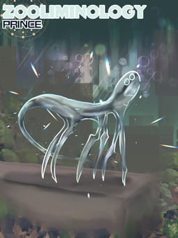 6_legs ambiguous_gender black_text brick featureless_feet feet feral glass long_tail moss plant small_feet solo sparkles standing tail text thin_tail white_text ninebaalart the_backrooms zooliminology_project glass_creature prince_(zooliminology) 3:4 absurd_res english_description hi_res species_name