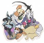 ambiguous_gender anthro black_body black_fur blue_body blue_fur female fur group looking_at_viewer male melee_weapon open_mouth polearm red_eyes scythe smile weapon yellow_body yellow_fur kanami33 animal_crossing duck_hunt nintendo pokemon star_fox super_smash_bros. super_smash_bros._ultimate duck_hunt_dog duck_hunt_duck isabelle_(animal_crossing) wolf_o'donnell anas anatid anseriform avian bird canid canine canis dabbling_duck domestic_dog duck generation_4_pokemon lucario mallard mammal pokemon_(species) shih_tzu toy_dog wolf 2019 crossover hi_res