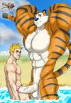 abs aged_up anthro balls beach biceps big_muscles black_body black_fur black_hair blonde_hair blue_eyes cheek_tuft cloud countershading detailed_background duo erection facial_tuft foreskin fur genitals grass green_eyes grey_nose hair hands_behind_head huge_muscles humanoid_genitalia humanoid_penis hyper hyper_muscles light_body light_skin looking_at_viewer male male/male multicolored_body multicolored_fur muscular nipples nude orange_body orange_fur orange_hair outside pecs penis pink_nipples plant retracted_foreskin sand seaside sky smug striped_body striped_fur stripes triceps tuft two_tone_body two_tone_fur vein veiny_penis water white_balls white_body white_fur white_penis ephorox sexdemonghost calvin_and_hobbes calvin_(calvin_and_hobbes) hobbes felid human mammal pantherine tiger