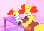 :s anthro blush clean_diaper clothed clothing diaper duo embarrassed female paws putting_on_diaper wearing_diaper sir-dancalot nintendo pokemon braixen canid canine delphox generation_6_pokemon mammal pokemon_(species) changing_(disambiguation)