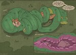 abdominal_bulge ambiguous_gender anthro anthro_prey dialogue duo feral feral_pred internal male oral_vore peril text trapped vore tacokurt jajuka mammal mustelid otter reptile scalie snake english_text hi_res