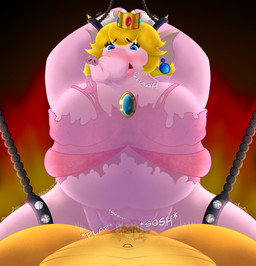 anthro anthro_on_anthro anthro_penetrated anthro_penetrating anthro_penetrating_anthro bdsm big_breasts blonde_hair blue_eyes blush bodily_fluids bondage bound breasts chain chained clothing crown dialogue duo female female_penetrated first_person_view genital_fluids genitals hair headgear jewelry looking_at_viewer male male/female male_penetrating male_penetrating_female male_pov nipple_dip nipples onomatopoeia open_mouth overweight penetrating_pov penetration penile penile_penetration penis_in_vagina pink_body sex simple_background sound_effects text vaginal vaginal_penetration vulva xenolith0 mario_bros nintendo super_mario_bros_wonder bowser elephant_peach princess_peach elephant elephantid koopa mammal proboscidean scalie absurd_res digital_media_(artwork) english_text hi_res