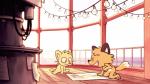 anthro day detailed_background duo inside smile deadlycomics deadlycomics_(copyright) cornbread_(deadlycomics) sandals_(deadlycomics) canid canine domestic_cat felid feline felis fox mammal 16:9 2018 hi_res widescreen