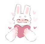 blush blush_lines fur happy heart_symbol male pink_inner_ear solo white_body white_fur bunonthemoon lagomorph leporid mammal rabbit 2022