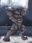 abs anthro biceps big_muscles biped black_nose claws fangs featureless_crotch fur grey_body grey_eyes grey_fur ice ice_block lifting male muscular muscular_anthro muscular_male nude pecs solo standing stocky teeth toe_claws waddledox undertale undertale_(series) ice_wolf_(undertale) canid canine canis mammal wolf 3:4 hi_res