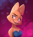 anthro blue_clothing blue_dress clothing dress female fur pink_nose solo strapless_clothing strapless_dress tan_body tan_fur deadyoung7 dreamworks the_bad_guys diane_foxington canid canine fox mammal 2023 bust_portrait hi_res lineless portrait