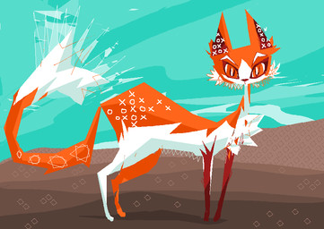 ambiguous_gender detailed_background feral fur red_body red_fur sky solo standing white_body white_fur naircat domestic_cat felid feline felis mammal 2017 color_contrast digital_media_(artwork) microsoft_paint_(artwork)