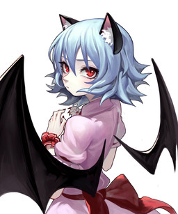 blue_hair blush claws clothed clothing colored_nails dress female fully_clothed hair inner_ear_fluff looking_back membrane_(anatomy) membranous_wings nails pupils rear_view red_eyes red_nails ribbons short_hair slit_pupils solo three-quarter_view tuft wings fkey touhou remilia_scarlet animal_humanoid cat_humanoid felid felid_humanoid feline feline_humanoid humanoid mammal mammal_humanoid vampire digital_media_(artwork) digital_painting_(artwork) half-length_portrait hi_res painting_(artwork) portrait