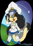 anthro clothing cosplay female military_uniform solo uniform young young_anthro zooshi daicon_4 zoosie canid canine canis mammal wolf absurd_res alpha_channel hi_res