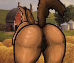 animal_genitalia anthro anus big_breasts big_butt breasts butt detailed_background farm female fur genitals muscular muscular_anthro muscular_female nipples presenting presenting_hindquarters presenting_pussy pussy solo atlasf4 equid equine horse mammal