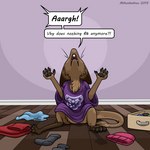 1:1 2019 after_transformation anthro barefoot black_pawpads brown_body brown_fur clothing dialogue digital_media_(artwork) english_text feet female frustrated fur hi_res mammal miltonholmes out-of-placers pawpads purple_clothing purple_shirt purple_topwear shirt solo text topwear undertale undertale_(series) yinglet