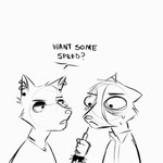 :< ambiguous_gender anthro asking_another black_text bodily_fluids bracelet cheek_tuft clothed clothing drugs duo ear_piercing ear_ring ears_back eyebrows facial_tuft front_view fur hair_between_eyes jewelry looking_at_another offering_drugs partial_speech_bubble piercing pivoted_ears prick_ears ring_piercing snout spiked_bracelet spikes stud_piercing sweat sweatdrop syringe text three-quarter_view tuft uncomfortable wide_eyed yes-no_question kittydisk mammal species_request 1:1 2023 black_and_white bust_portrait english_text guide_lines hi_res monochrome portrait sketch