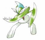 2016 3_fingers 3_toes ambiguous_gender artsy-theo biped blade_arm blue_body cheek_tuft digital_drawing_(artwork) digital_media_(artwork) facial_tuft featureless_crotch feet fighting_pose fingers front_view full-length_portrait gallade generation_4_pokemon green_body head_crest humanoid leaning leaning_forward light lighting looking_up multicolored_body nintendo not_furry nude on_model pokemon pokemon_(species) portrait pose pseudo_clothing red_body shadow signature simple_background solo spikes spread_legs spreading standing thick_calves toes toony tuft white_background white_body white_eyes wide_hips wide_stance